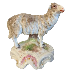 Antique Early 19th Century French Paris Porcelain Figure of a Sheep or Lamb