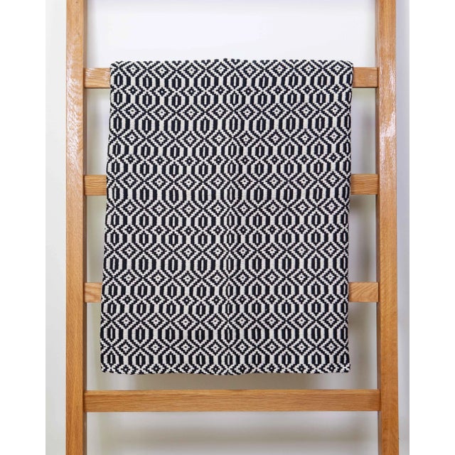 2020s Casa Cubista Black & White Cotton Handmade Geometric Tapestry Throw For Sale - Image 5 of 6