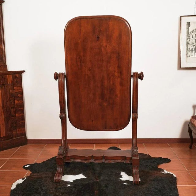 Brown Psyche Mirror in Wooden Frame For Sale - Image 8 of 9