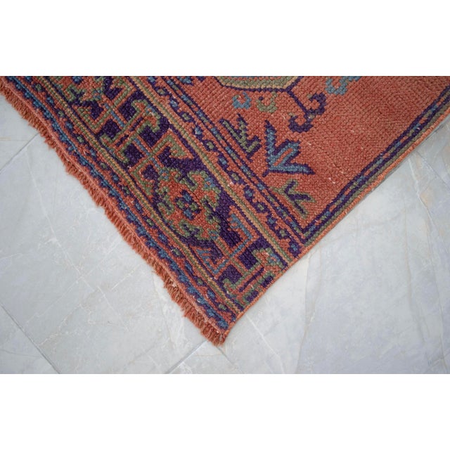 Burnt Orange 1970s Distressed Oushak Runner Rug Muddy Waters Color Hallway For Sale - Image 8 of 10