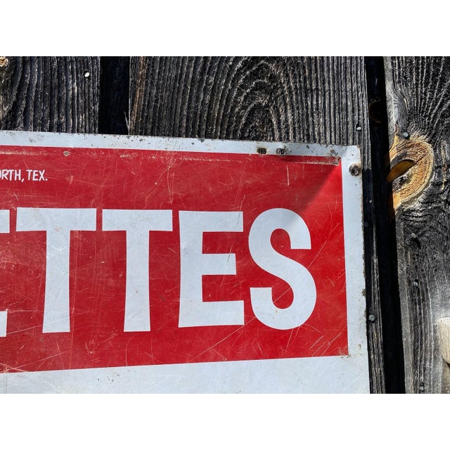 Large Metal Tobacco Sign -- Large Metal Sign -- Cigarette Metal Sign - Large Cigarette Metal Sign - Vintage Advertisement - Texas Metal Sign For Sale - Image 4 of 11