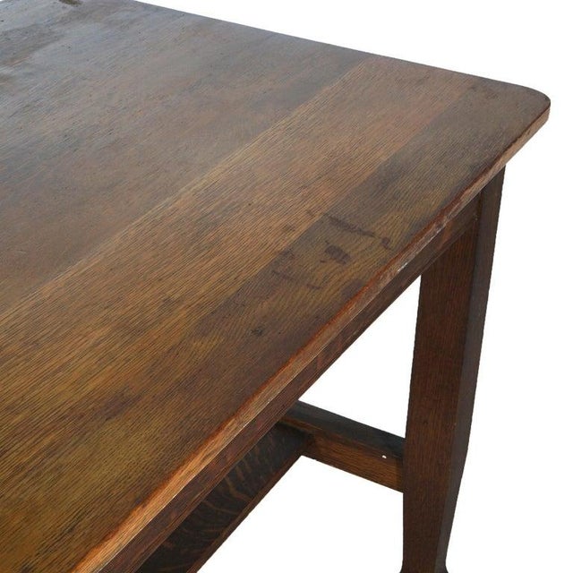 Antique Roycroft Inspired Mission Oak Single Drawer Desk C1920 For Sale - Image 6 of 6