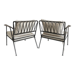 1950s Maurizio Tempestini Salterini Ribbon Back Wrought Iron Settee With New Cushions, Attributed