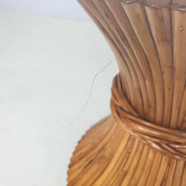 Modern Bamboo and Glass Round Dining Table attributed to McGuire, Usa,1970s For Sale - Image 6 of 18