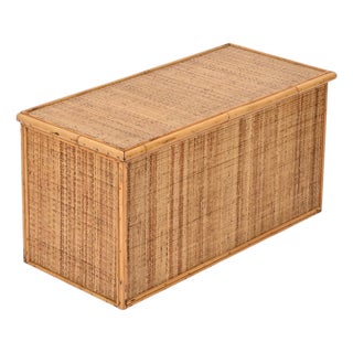 French Riviera Storage Chest in Bamboo and Wicker, Italy, 1970 For Sale