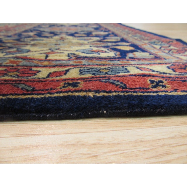 Traditional 8' 10"x11' 1" Ivory Navy Traditional Floral Medallion Hand-Knotted Wool Rug For Sale - Image 3 of 3