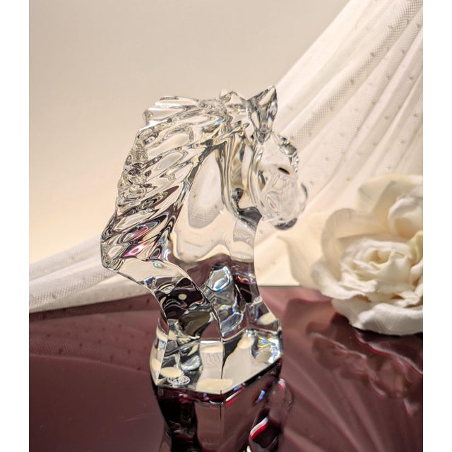 Late 20th Century Baccarat Crystal Horse's Head Paperweight/Figurine For Sale - Image 5 of 9