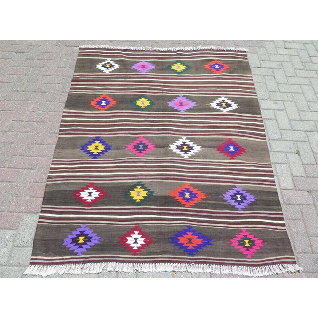 1960s Nomadic Style Kilim Rug - 59"x75" For Sale - Image 12 of 12