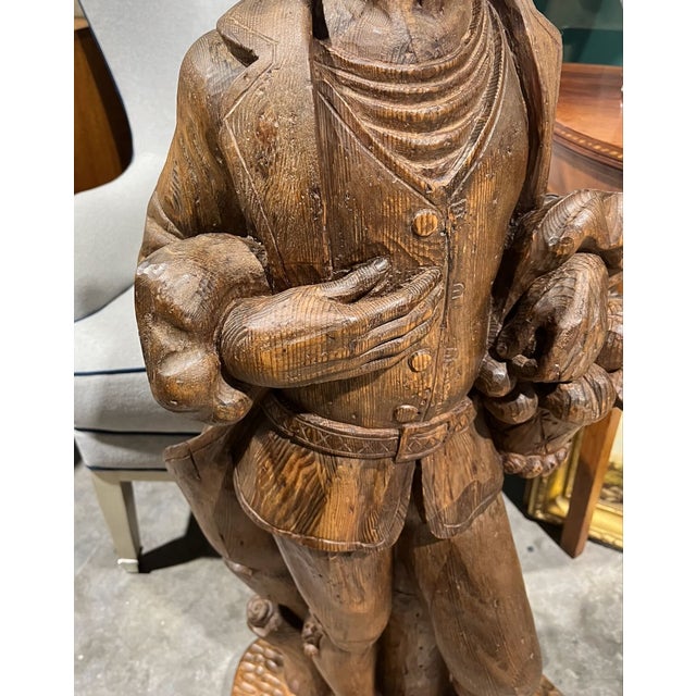 Wood Italian Hand Carved Wood Statue. 18th C Style Young Man For Sale - Image 7 of 12