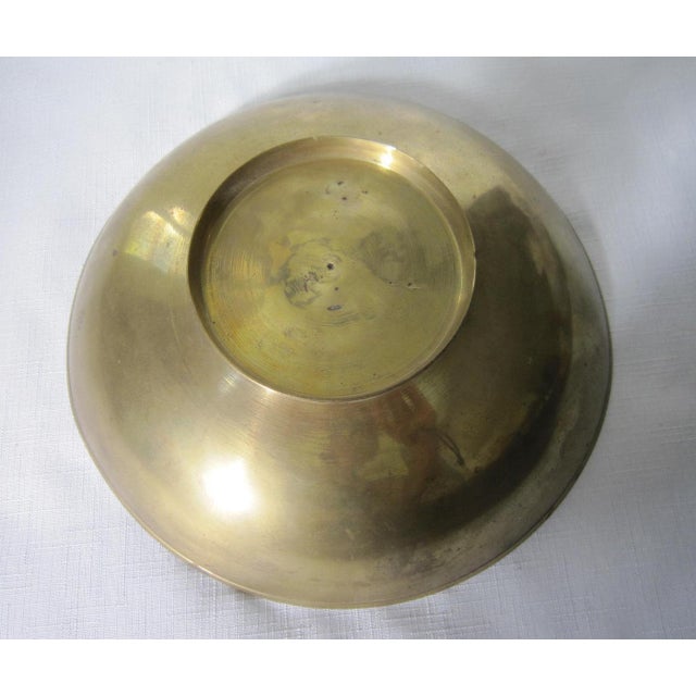 Large Antique Indian Metal Peacock Bowl For Sale - Image 4 of 5