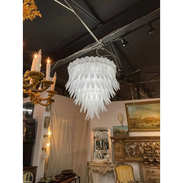 Modern Large Scale Modern Murano Style Glass Waterfall Chandelier For Sale - Image 3 of 8