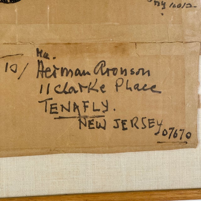 Chaim Gross Salvaged Framed Chaim Gross Shipping Parcel Label With Personal Note on Back, Ephemera For Sale - Image 4 of 8