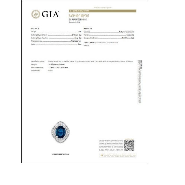 8.53 Carat Blue Sapphire Diamond Platinum Ballerina Ring, Gia Certified, Size 6.25 For Sale In Los Angeles - Image 6 of 7