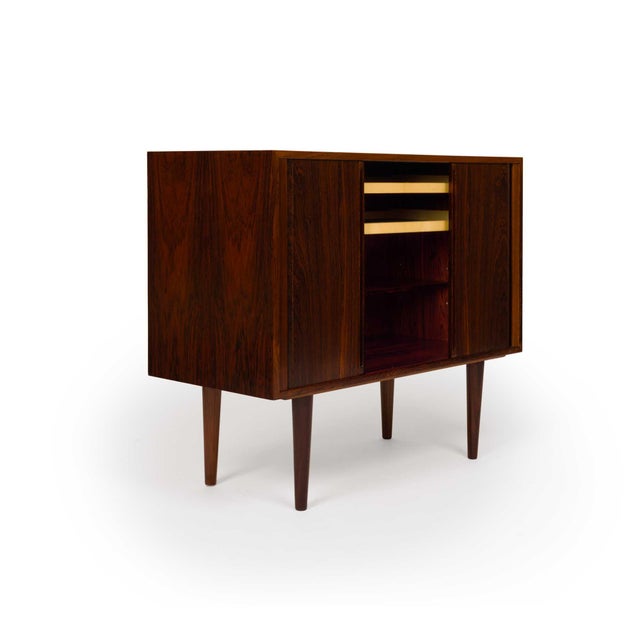 Wood Kai Kristensen Rosewood Tambour Door Cabinet Sideboard / Media Cabinet For Sale - Image 7 of 11