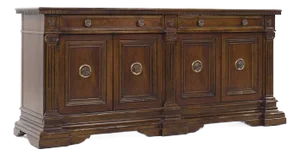 Baker Louis XVI Style Walnut and Brass Buffet