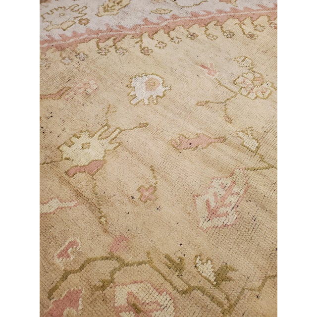 Turkish Antique Turkish Oushak Carpet, Handmade Oriental Rug, Gold, Coral, Green, Taupe For Sale - Image 3 of 18