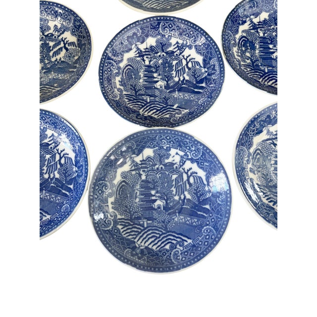 Blue Vintage Blue and White Willow Pattern Decorative Set of Plates Made in Japan For Sale - Image 8 of 8