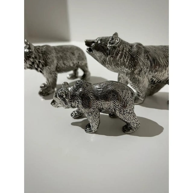 Tuscan Set of 3 Pewter Bears by Cipolla Pewter, Made in Italy From Gorsuch in Aspen For Sale - Image 3 of 10