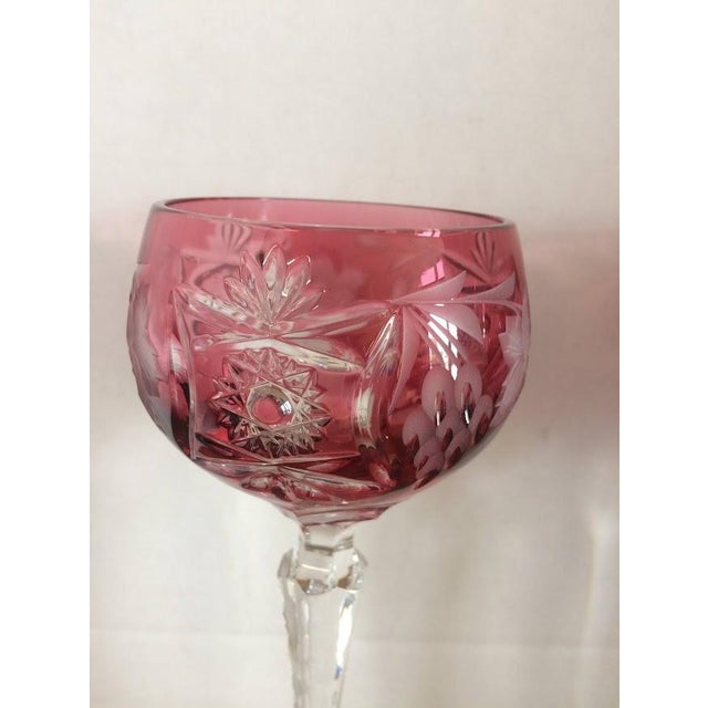 Item: Vintage Cut to Clear Crystal Goblets in Pink, Set of Four. Age & Condition: Circa 1940-1960. Good, likely never used...