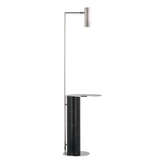 Kelly Wearstler by Visual Comfort Signature Alma Tray Table Floor Lamp in Polished Nickel and Black Marble For Sale