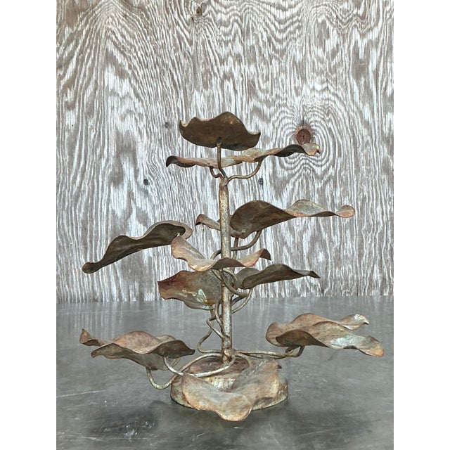 Rustic Vintage Boho Patinated Leaf Tree For Sale - Image 3 of 12