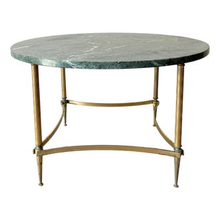 Italian Circular Green Marble Top Coffee Table from Maison Jansen, 1960s For Sale