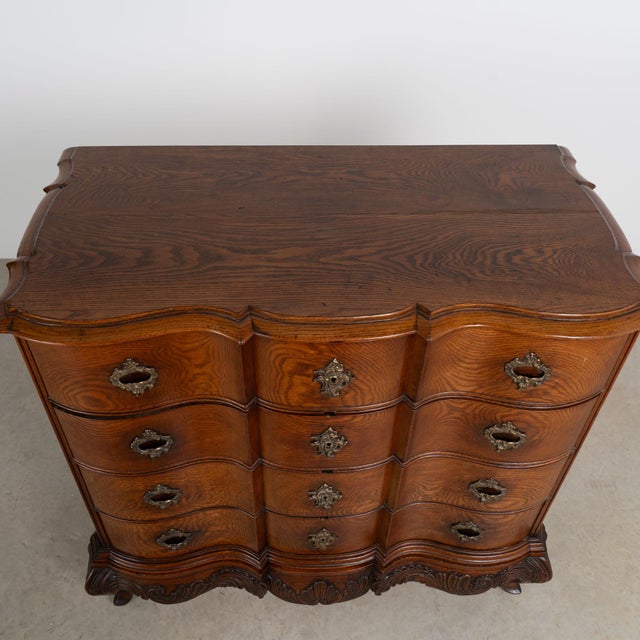 18th Century Danish Oak Rococo Chest of Four Drawers For Sale - Image 4 of 17