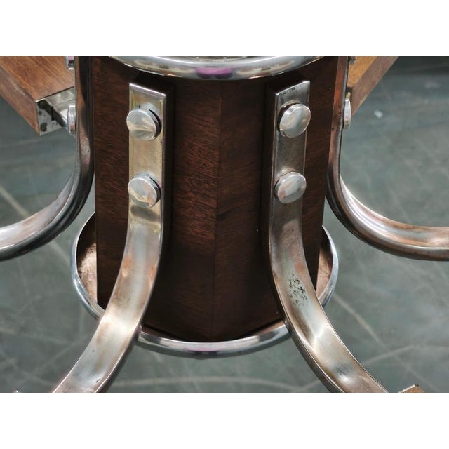 Large Art Deco Wood and Glass Six-Light Chandelier in Chrome, 1930s For Sale - Image 13 of 16