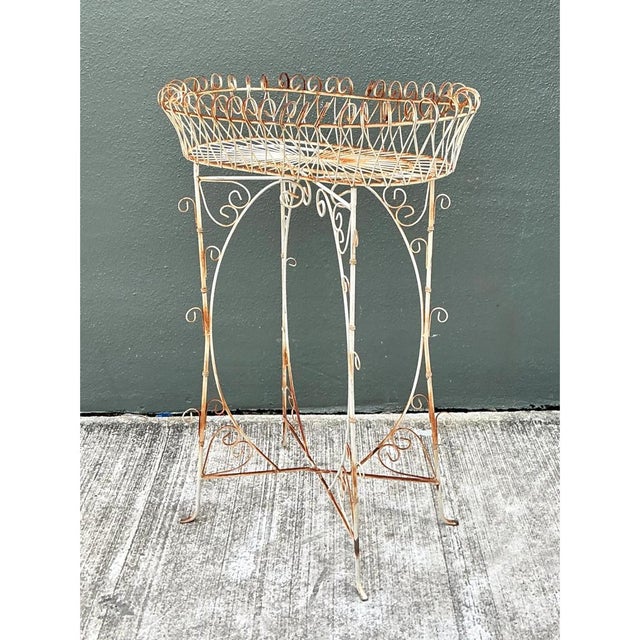 Vintage Iron Scrollwork Plant Stand For Sale - Image 9 of 12