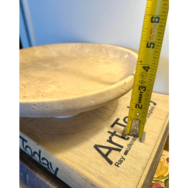Organic Modern Travertine Style Pedestal Bowl – Mediterranean Stone Compote Centerpiece For Sale - Image 9 of 12