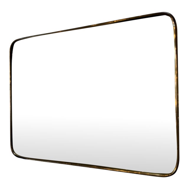 Rectangular Brass Framed Mirror, 1950s For Sale