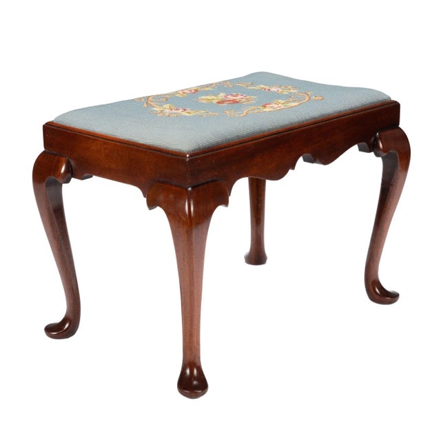 Early 20th Century American Queen Anne Style Slip Seat Mahogany Stool, 1900-50 For Sale - Image 5 of 13