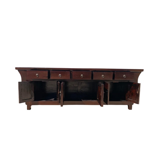 19th Century Chinese Elm 5 Drawer Sideboard With Flanged Ends For Sale - Image 4 of 5