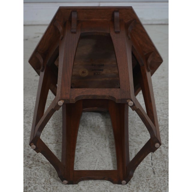 Stickley Mission Oak Hexagon Tile Top Table Tabouret For Sale - Image 10 of 11