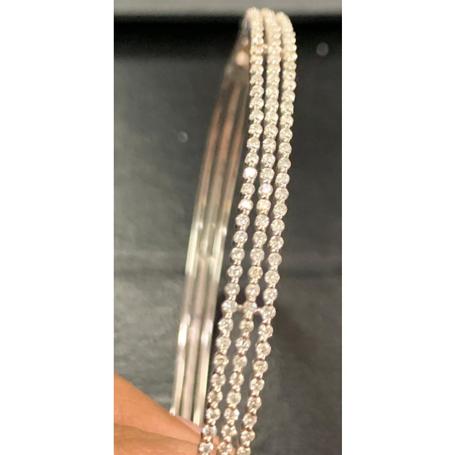 1.3 Carat Diamond Three Rows Bangle /Bracelet in 18 Karat White Gold 15 Grams For Sale In New York - Image 6 of 18