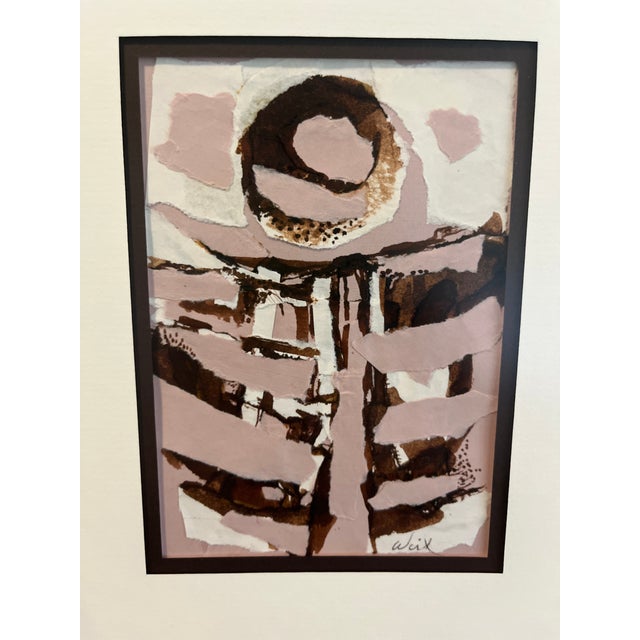 Vintage 70's Mid-Century Modern Abstract Framed Mixed Media Torn Paper Collage For Sale - Image 6 of 6