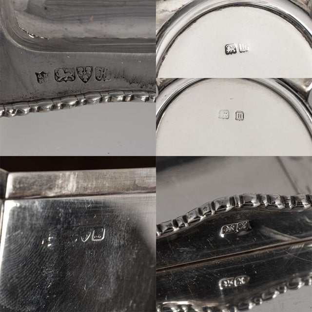 Antique 20th century edwardian solid silver inkwell desk set. Designed for both practicality and elegance, it features a...