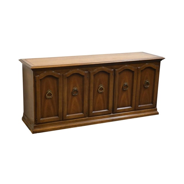 Drexel Late 20th Century Drexel Furniture Solid Pecan Italian Mediterranean Style 68" Buffet Sideboard For Sale - Image 4 of 11
