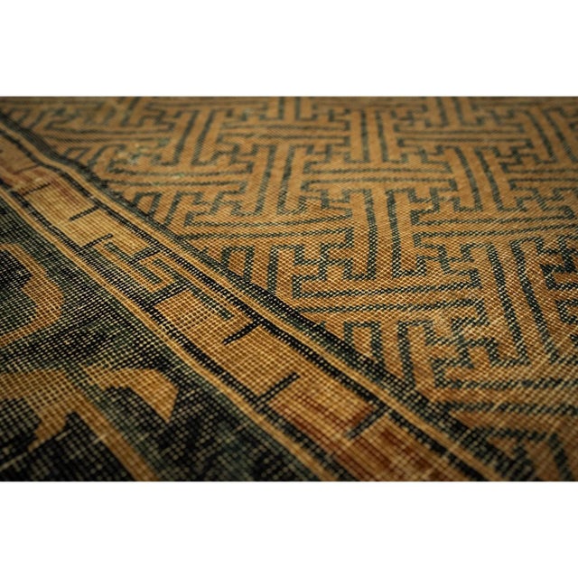Chinese 1900s Solid Brown Field Dragon Medallion Antique Chinese Handknotted Wool Rug For Sale - Image 3 of 8