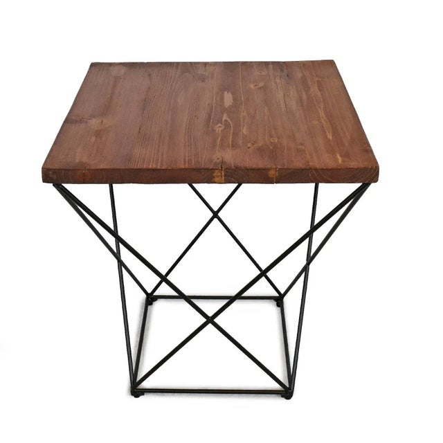 Axis Reclaimed Wood Side Table For Sale - Image 4 of 6
