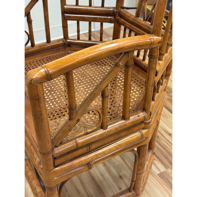 Vintage Brighton Pavilion Style Burnt Bamboo Chair For Sale - Image 9 of 13
