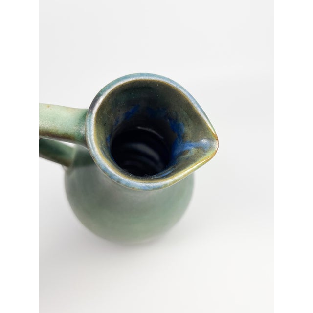 Vintage MCM Ceramic Green Pitcher by Gotek For Sale - Image 6 of 8