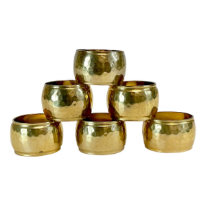 Mid-Century Hollywood Regency Boho Chic Brass Napkin Rings - Set of 6.