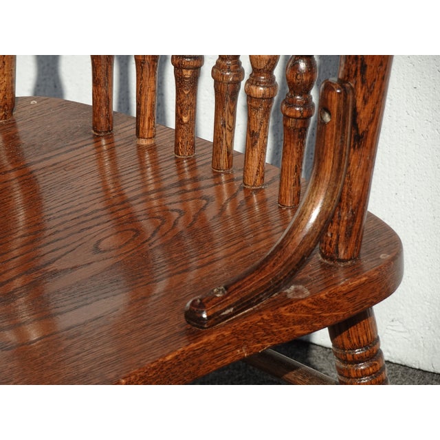Set of Six Vintage Oak Pressback Dining Room Chairs ~ French Country 2of 2 For Sale - Image 11 of 12