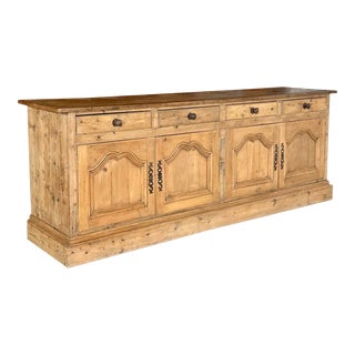 Mid-20th Century French Country Coastal Knotty Pine Bleached Sideboard For Sale