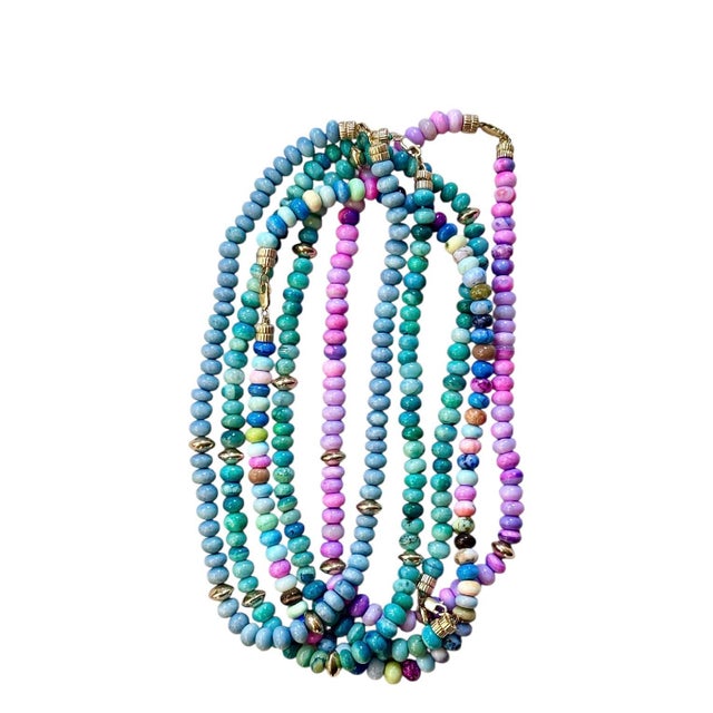 Oregon Blue Opal Necklace With 14k Gold For Sale - Image 4 of 6