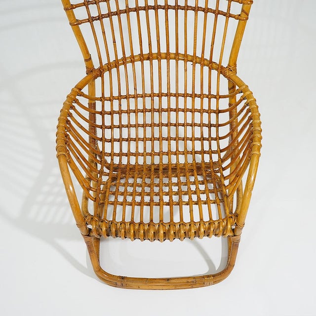 Rattan and Woven Cane Armchair, 1960s For Sale - Image 9 of 15