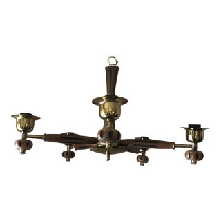 Mid Century Modern Wood Chandelier For Sale