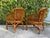 Wood Vintage Burnt Bamboo Rattan & Cane Lounge Chairs on Casters, a Pair For Sale - Image 7 of 12