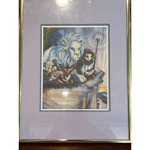 Jody Bergsma Signed Framed Print "The Journeyers Prayer" Lion Fantasy Art 1988 For Sale In San Francisco - Image 6 of 6